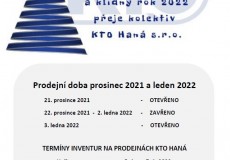 Provozní doba kolem Vánoc 2021