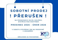 Přerušení sobotního prodeje prosinec 2025 - únor 2026