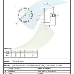 Technický výkres pro manometr