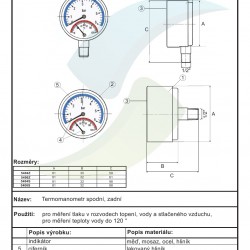 Technický výkres pro termomanometr